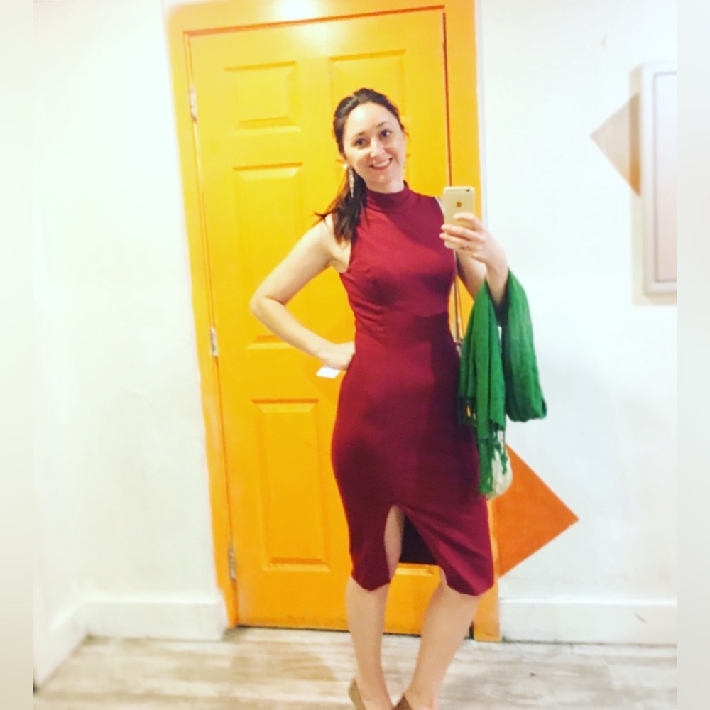 WHBM Mock neck Red dress